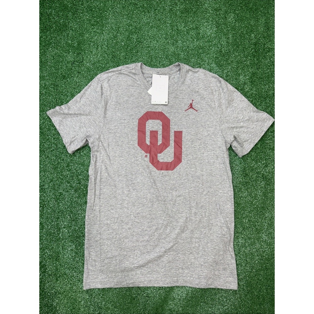 The Nike Tee Oklahoma University OU Gray Short Sleeve T Shirt Small Jordan Logo